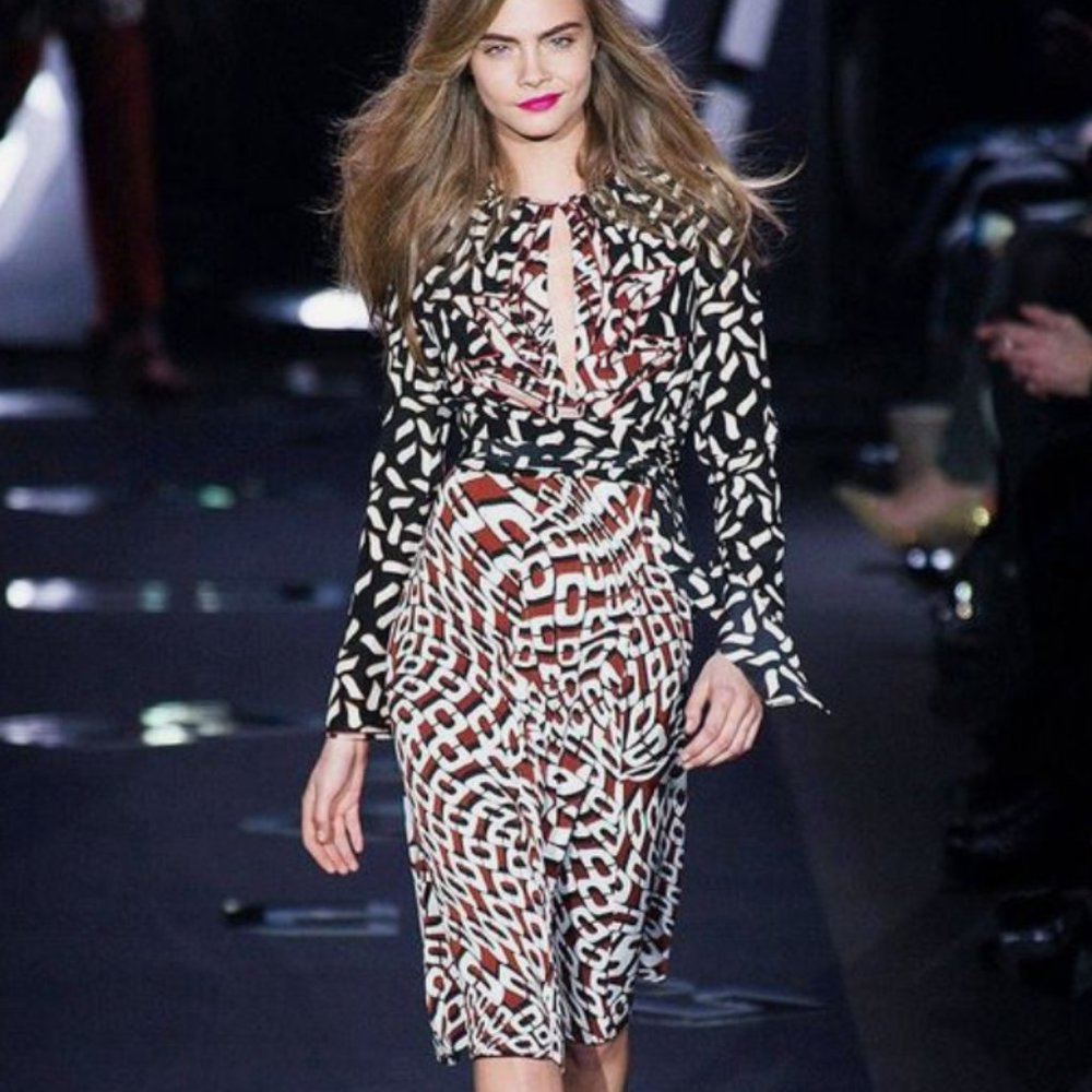 DVF Black and White Patterned Dress